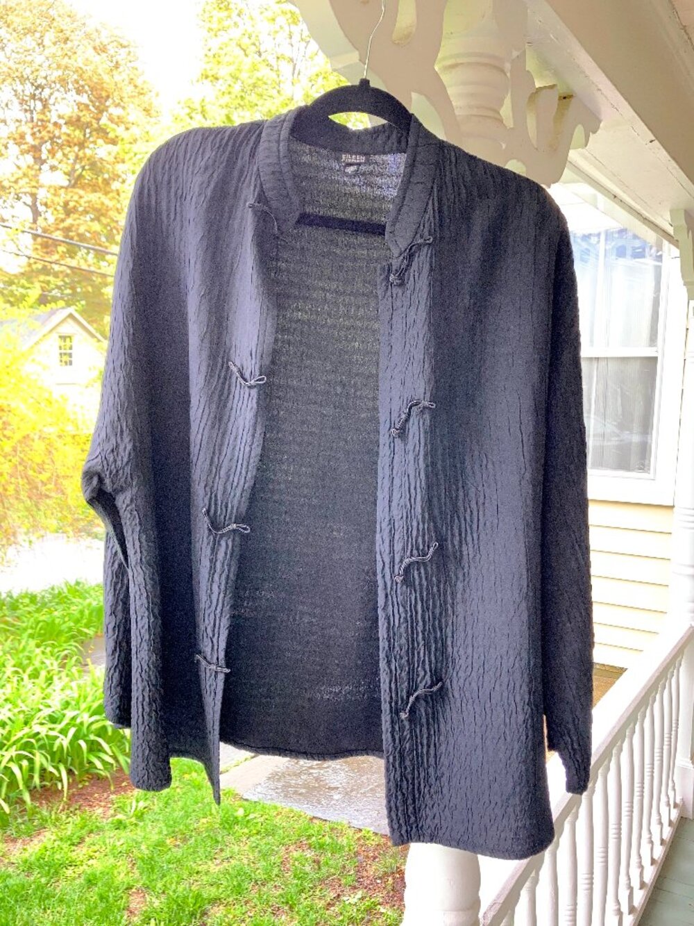 Eileen Fisher Asian-Style Black Open Jacket